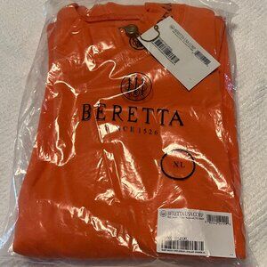 Beretta USA Men's Size XL 100% Cotton L/S  Mock Turtleneck T shirt. Blaze Orange